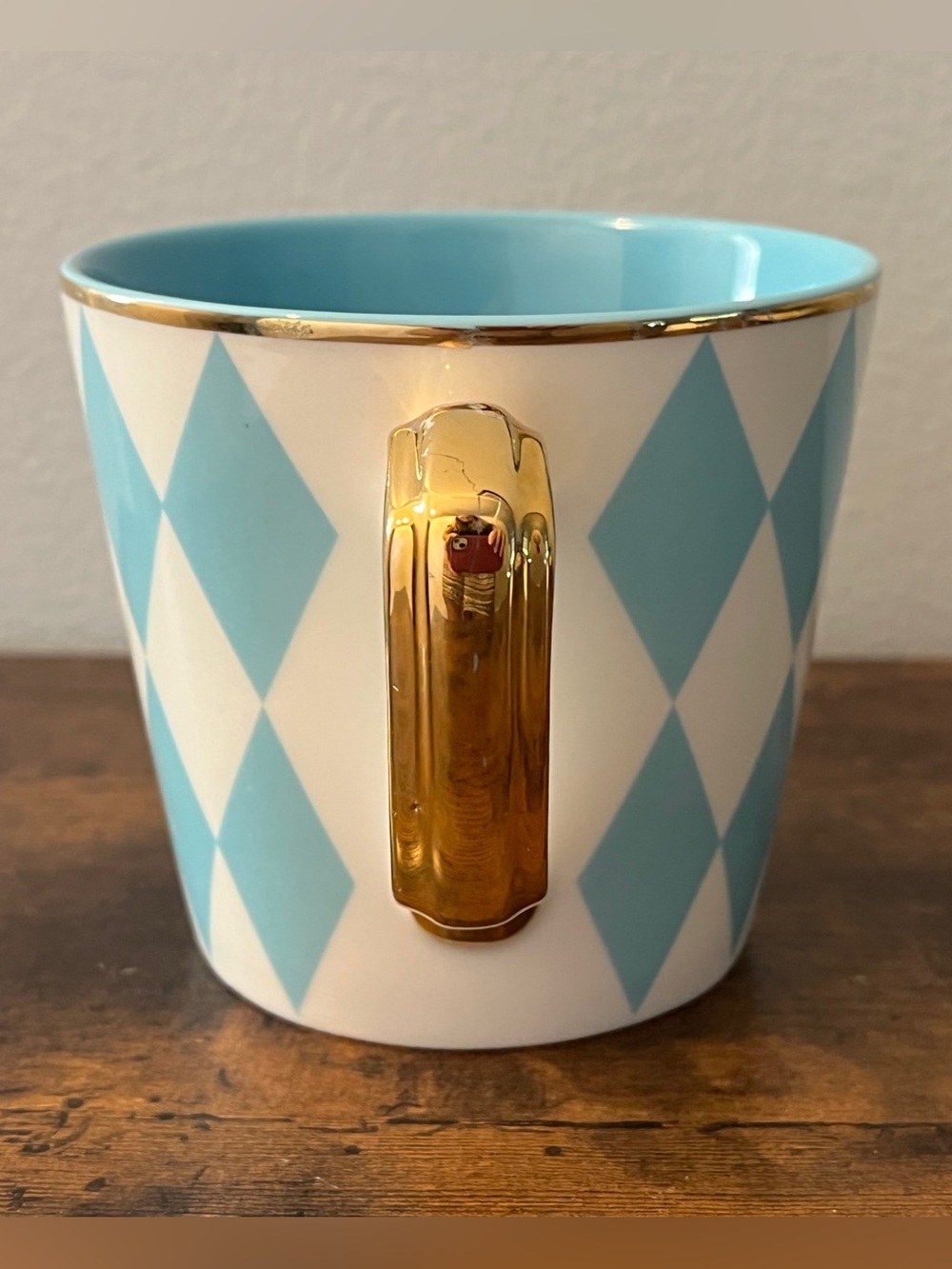 Grace Teaware Blue Harlequin Porcelain Mug with Gold Trim - Picture 3 of 6